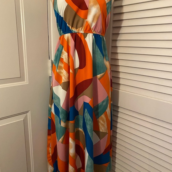 SHEIN Multicolor Abstract Midi Dress- Size XS (2) - Picture 2 of 8